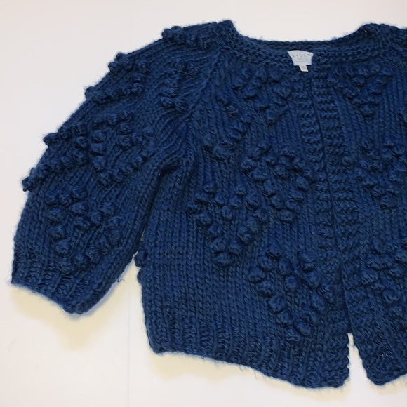 Hayden Los Angeles Blue Heart Pattern Chunky Knit Cardigan - Women’s Size Medium - Picture 2 of 7